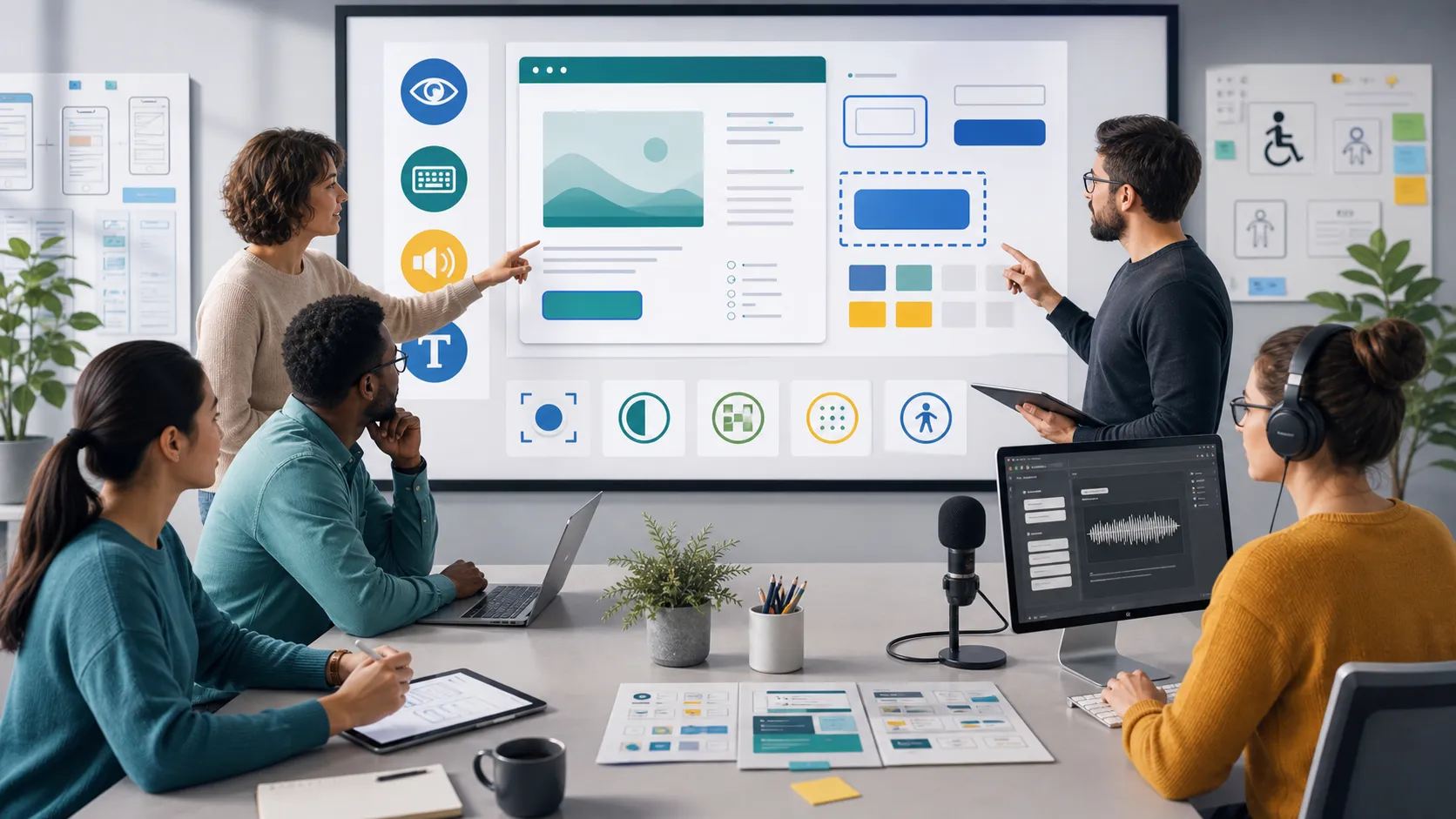 Product team reviewing accessibility across design, development and testing