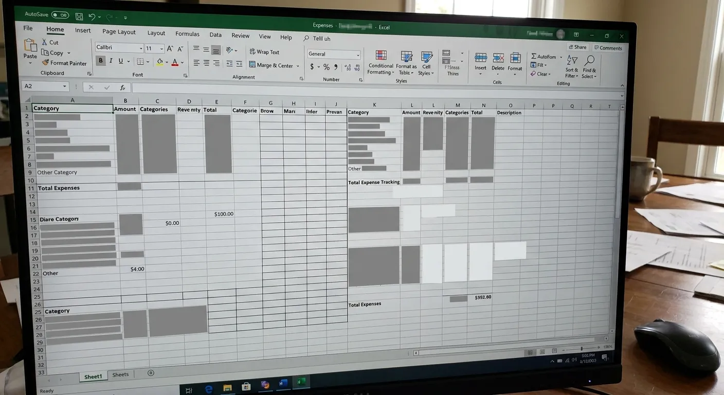 Spreadsheet with expense tracking