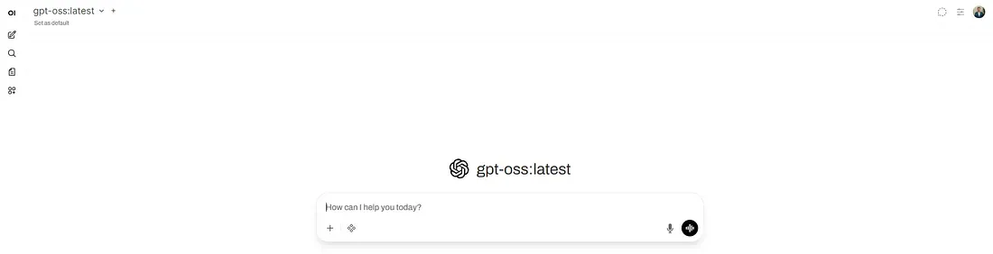 Open WebUI chat interface