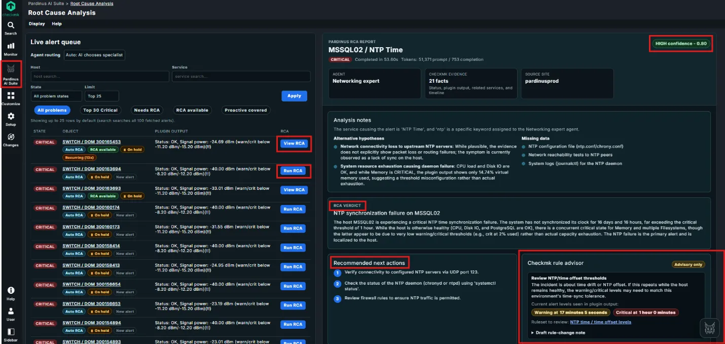 Pardinus AI Suite: AI-Powered RCA for Checkmk post