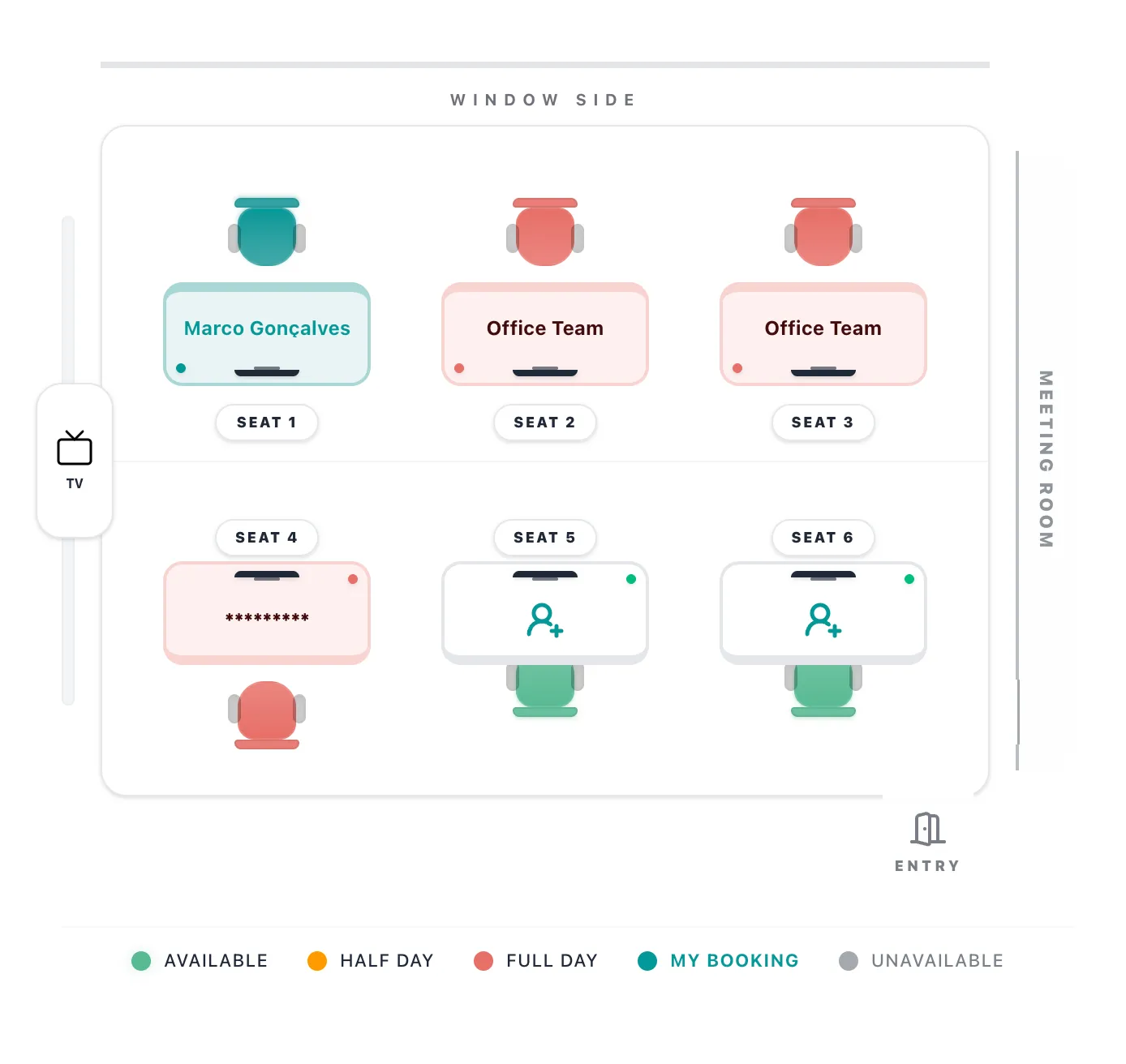 Be.seated app screenshot of the privacy features in the main map