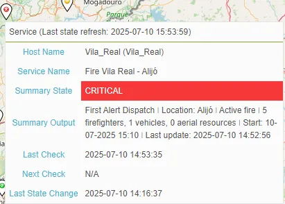 automated wildfire object creation - critical status