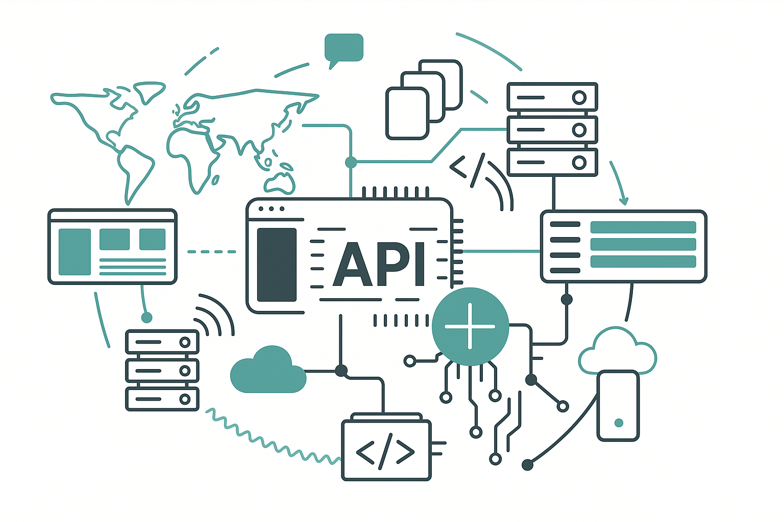 API integration diagram showing automated data flows