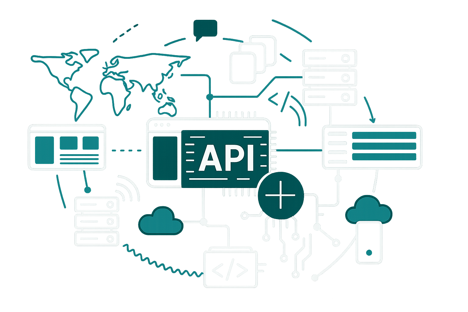API integration diagram showing automated data flows