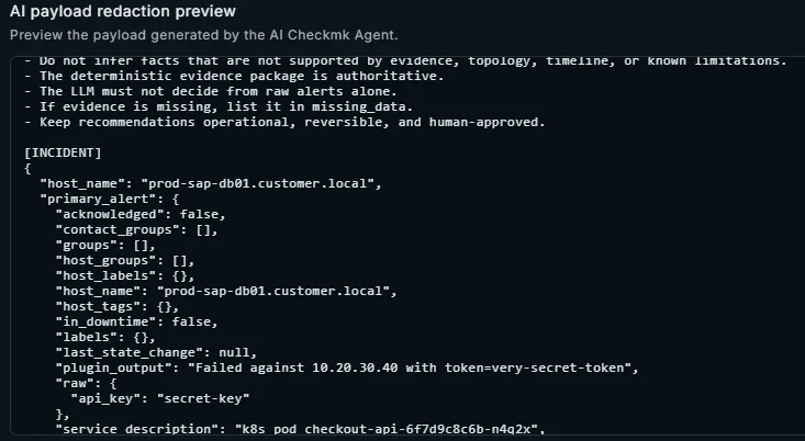 Pardinus payload view without sensitive data protection